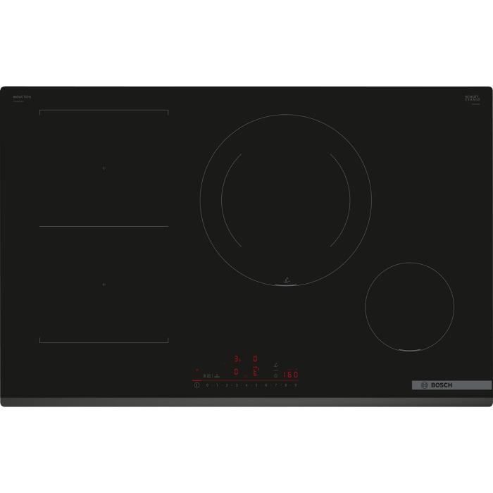 Plaque Induction Bosch Série 6 - 4 Feux, 80 Cm, Noir - Technologie PerfectFry - 4