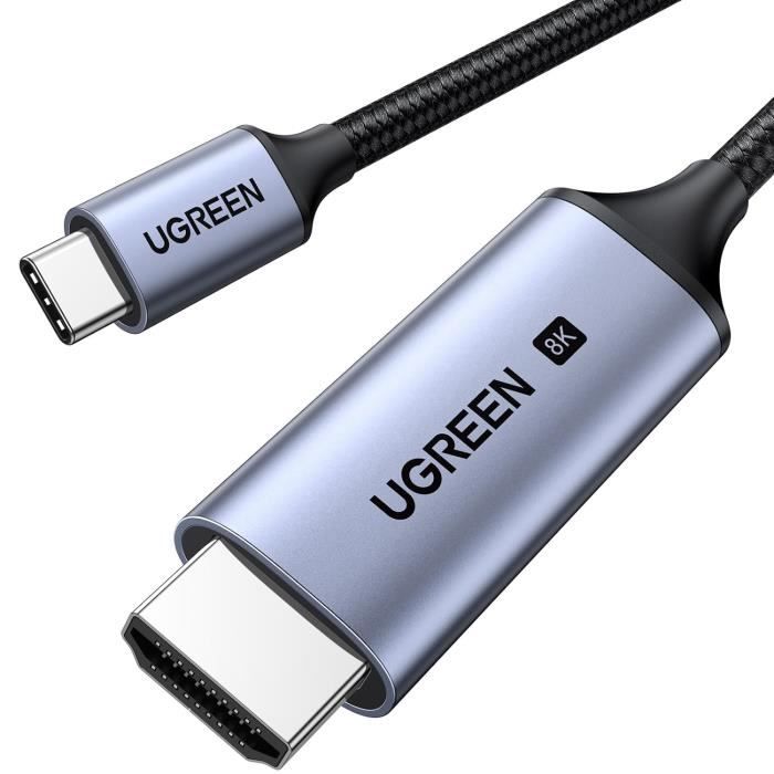 UGREEN 2M Câble USB C DisplayPort Bidirectionnel 8K 60Hz 4K 240Hz HDR Adaptateur Type C DP1