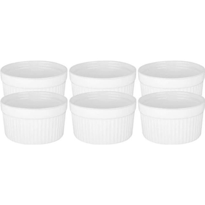 Lot De 6 Ramequins En Céramique Blancs - 6,5x6,5x4 Cm, Pour Desserts, Pudding, Cuisson Au Four, Micro-ondes, Lavables - 8