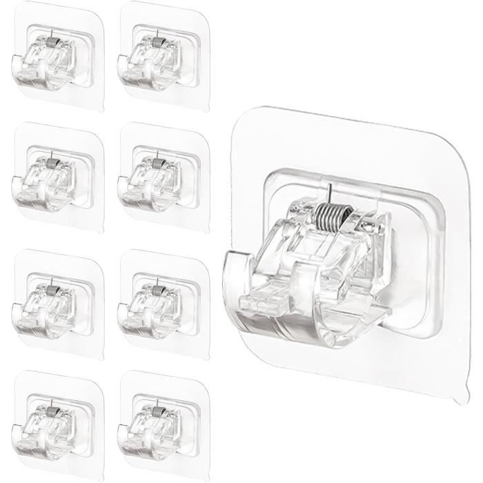 Lot De 2 Supports Tringle à Rideaux Autocollants Banjili - Sans Perçage - Réglables - Salle De Bain, Salon