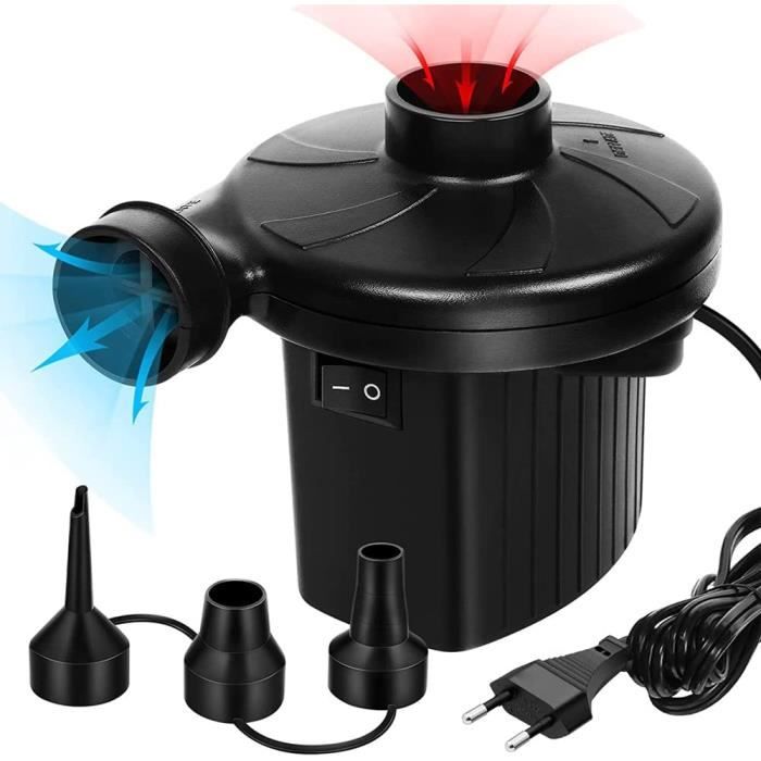 Pompe électrique 2 En 1 – Gonfleur/dégonfleur Avec 3 Buses, Pour Matelas, Piscine, Bouées, Camping – Adaptateur Secteur Et Allume-cigare