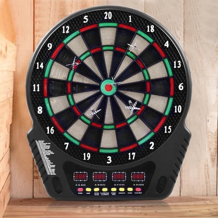 Cible Fléchettes électronique Syrisora - Scoring Automatique LCD - 21 Fléchettes Incluses - Alimentation 3xAA