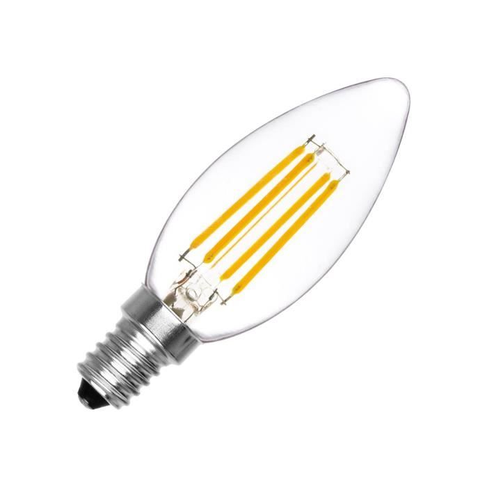 TECHBREY Ampoule LED Filament E14 4W 470 lm Dimmable C35 Bougie Ø35x97 mm  Blanc Chaud 2700K 360º - Cdiscount Maison