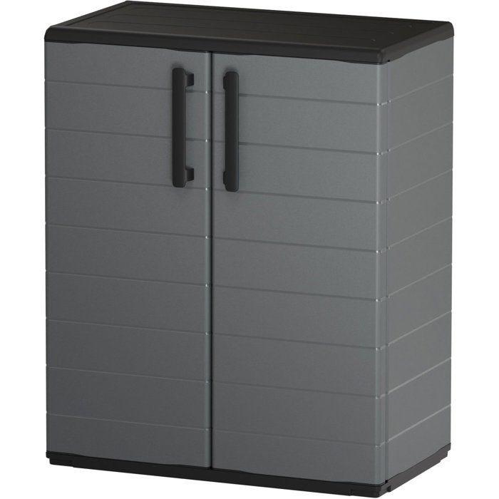 Armoire basse - TOOD - 2 portes + 1 étagère en polypropylène - 68 x 37 x H.84 cm - Gris