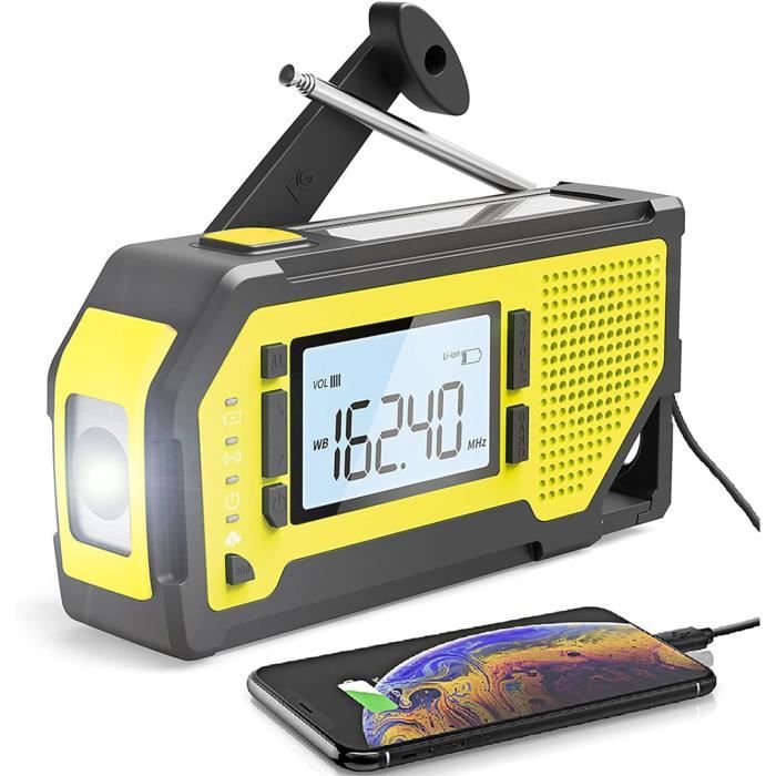 Radio Solaire À Manivelle, Radio D'Urgence Am Sw 2 Pièces Avec Lampe De