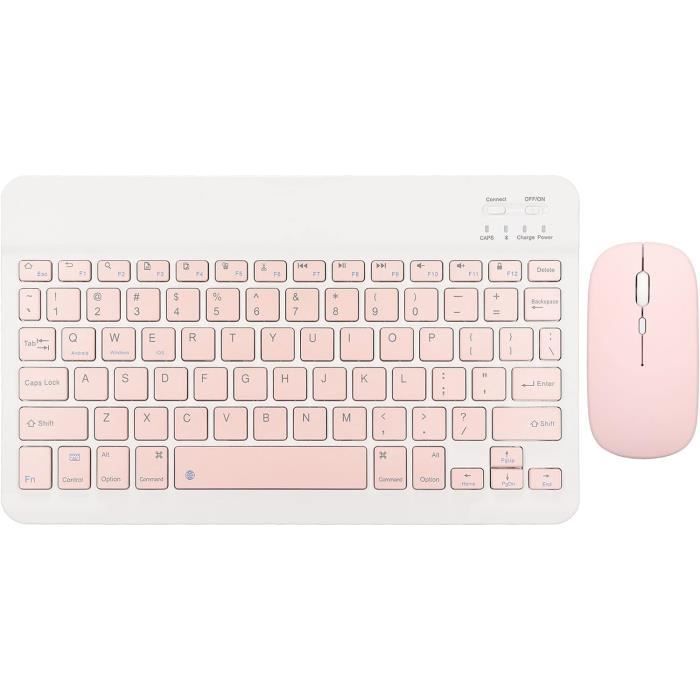 Combo Clavier Et Souris Pour Tablette 10 Pouces, Clavier Bluetooth Sans Fil Rechargeable Ultra