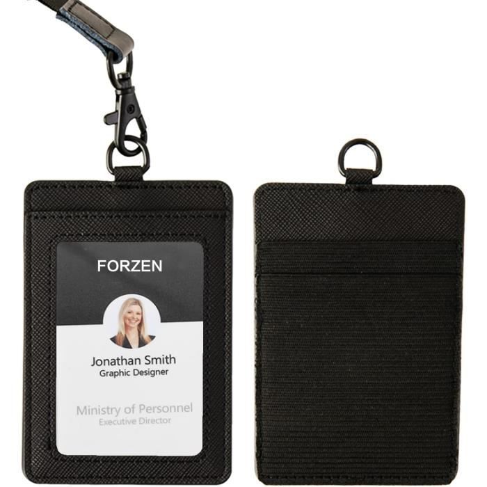 Porte-badge D'identité En Simili Cuir Noir Avec Zip - Dimensions 11,5 X 8 Cm, Neuf Avec étiquette