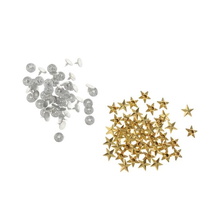 50 Set Metal Etoiles STUD RIVET Punk Chaussures Sac Ceinture