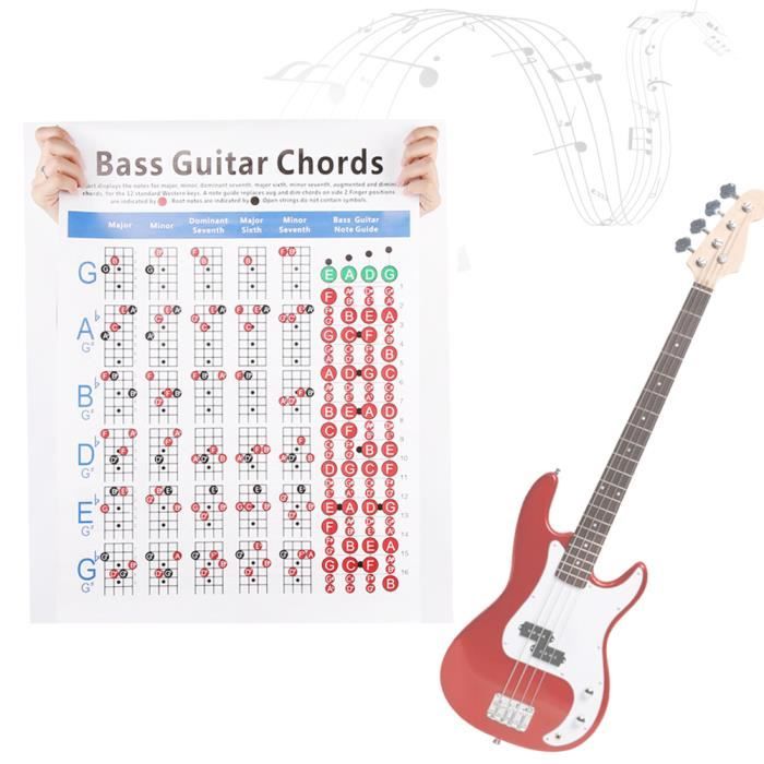 Tableau des accords de guitare basse 4 cordes débutant pratique des doigts accessoires d'instruments de musique HB024