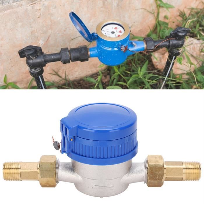 Compteur D'Eau Froid 15mm 1/2" - Grade B, Débit 1.5m³/h - Pour Maison Et Jardin - Avec Raccords