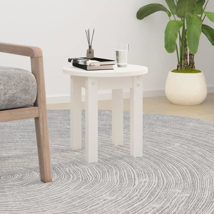 vidaXL Table basse Blanc Ø 35x35 cm Bois massif de pin 822338
