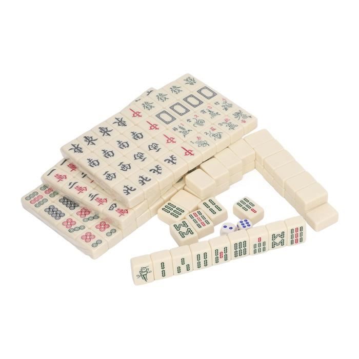 Ensemble de mahjong chinois Mahjong 144 numérotés grands carreaux acryliques blancs Suet - Jeu de table de mah jong portable avec boîte de rangement en aluminium - Kit complet professionnel Ensemble de mahjong chinois Mahjong 144 numérotés grands carreaux acryliques blancs Suet - Jeu de table de mah jong portable avec boîte de rangement en aluminium - Kit complet professionnel