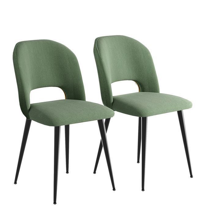 Chaise salle à manger en Tissu Technique Surface Rayée Vert - VIVOLILV - Lot de 2 -Avec Dossier pour Salle à Manger