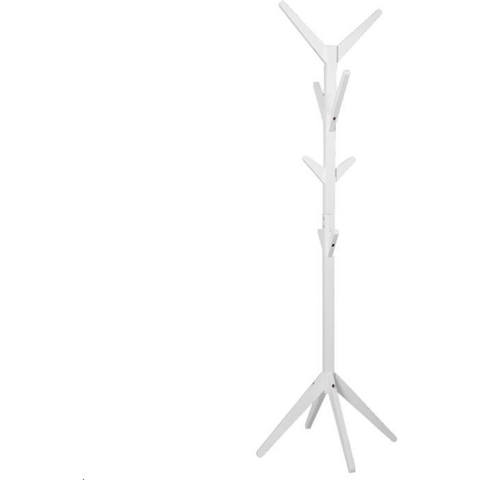 Woltu Porte Manteaux En Bois Portant A Vetements Sur Pied Avec 8 Crochets Sur Differentes Hauteurs 177cm Blanc Cdiscount Maison