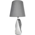 BRUBAKER Lampe de table ou de chevet anneau en pierre argentée - Lampe de table moderne avec base en céramique - hauteur 42,5 cm-1