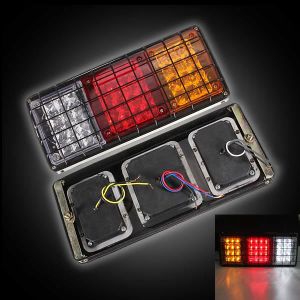 2 Feux Arrière Pour Tracteur, Remorque - 12V/24V, Rouge/Jaune, Noir - Universel, Homologué E-20