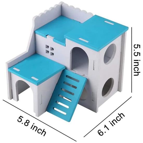 Cabane En Bois Pour Hamster – Maison Cachette Avec Plateforme, En Bois Massif – Pour Hamster, Gerbille, Petit Rongeur