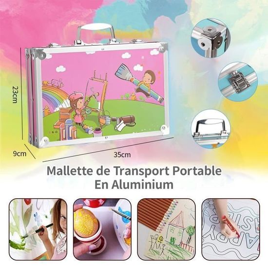 Valisette Dessin Portable Enfants - Avec Planche à Dessin, Rangement Crayons, Papier | Jeu De Voyage 2 Ans Et Plus - 7