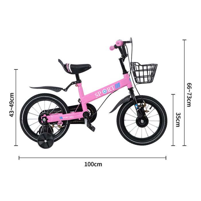 Vélo Enfant 14 Pouces Avec Roues Stabilisatrices Et Panier – Rose, Pour Filles Et Garçons De 3 à 6 Ans (100-120 Cm), Siège Réglable, Facile à Monter