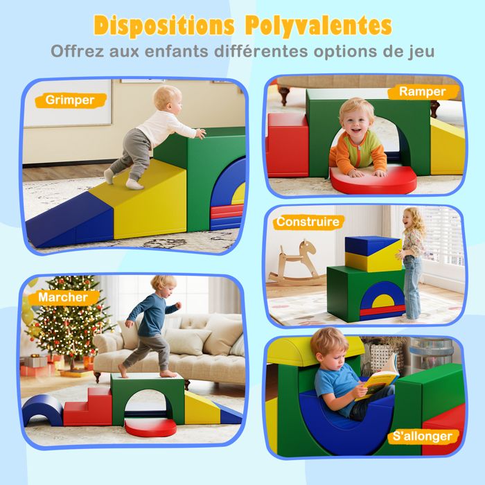 Blocs De Mousse D'Escalade Pour Enfants – Set Ramper Grimper Glisser – Matériau Doux Et Sécurisé