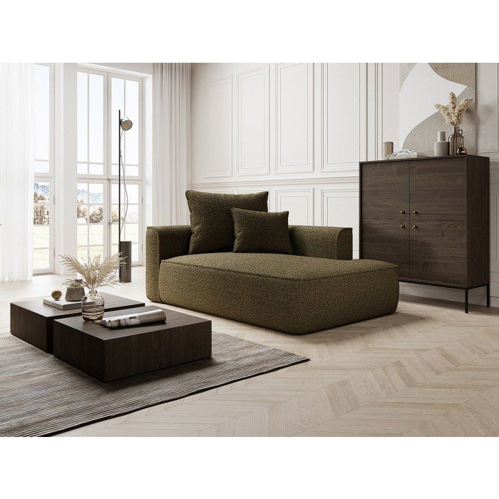 Méridienne droite en tissu chenille vert kaki PINETA - Cdiscount Maison