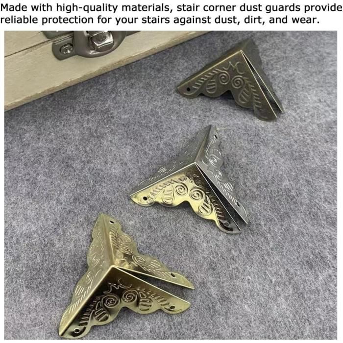 Bronze 100 Pièces Coins Anti-poussière D'escalier Pour Marches En Bois Coins Anti Poussiere Antiques Pour Escaliers Protection D Angle Meubles Decoratifs Coins Anti Poussiere D Escalier Vintage