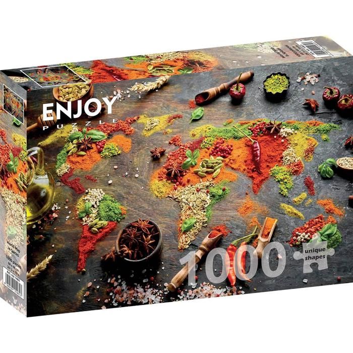 Puzzle 1000 pièces : Carte du monde en épices - Cdiscount Jeux - Jouets
