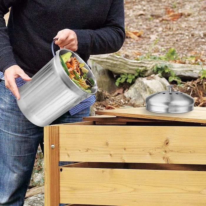 Composteur de Cuisine - A560 - Bac à Compost en métal galvanisé - 10 l -  Gris - Cdiscount Jardin