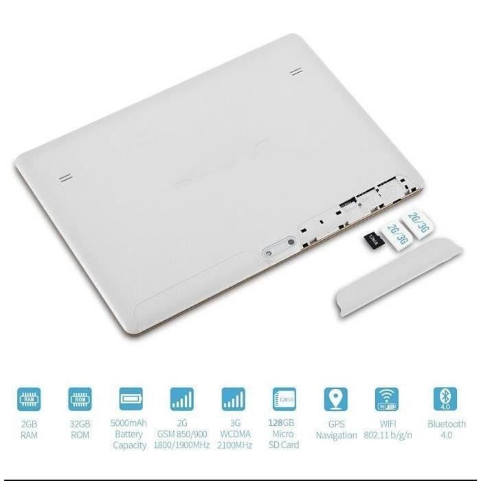 WINH Tablette HD, Double SIM Double Veille Tablette 8 Pouces 100‑240V 4Go  RAM 64Go ROM pour la Maison (Prise UE) : : Informatique