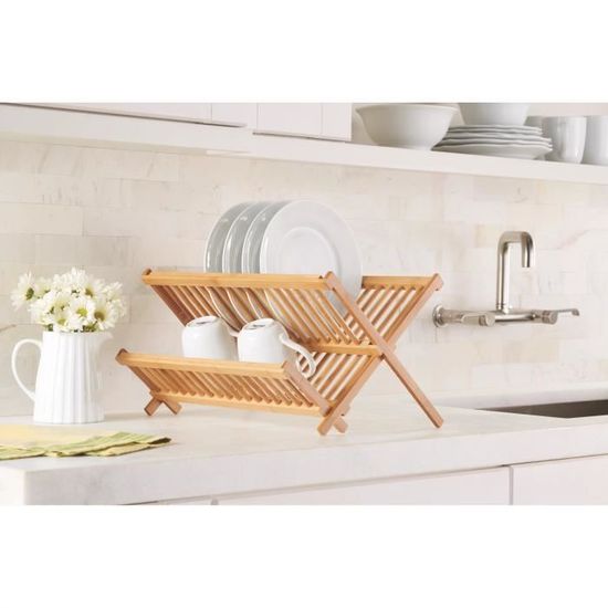 Égouttoir à Vaisselle Pliable En Bois Pour Camping - Léger Et Compact (47x20x12.5 Cm) - Rangement Pratique Extérieur