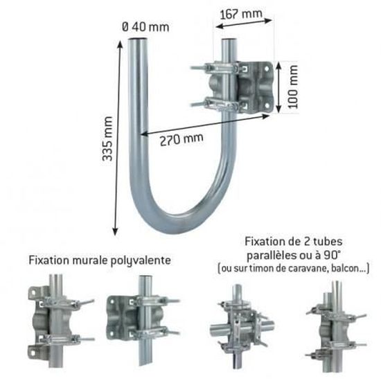 SEDEA Fixation Mur et balcon pour antenne TV TNT et parabole Satellite -  fixation d'antenne, avis et prix pas cher - Cdiscount