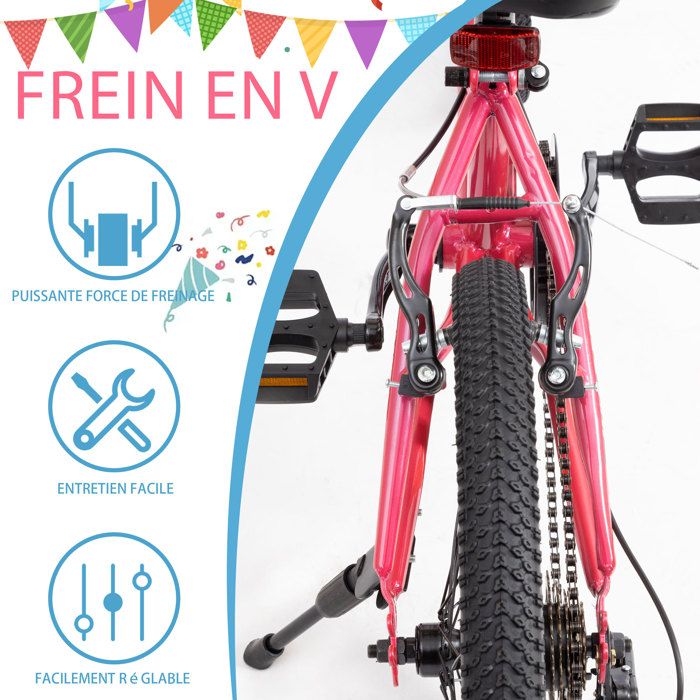 Vélo Enfant 20 Pouces VTT 7 Vitesses – Quiltern Freins Disque Double – Garçons Filles 4 à 9 Ans