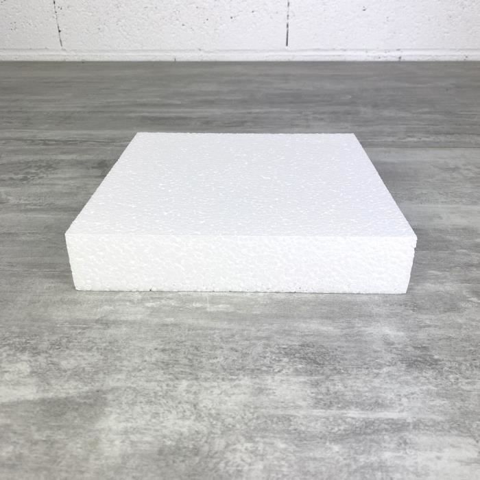Socle Carré 45x45 cm, Haut. 10 cm, en polystyrène, Dummy Pavé en Styropor  blanc densité pro