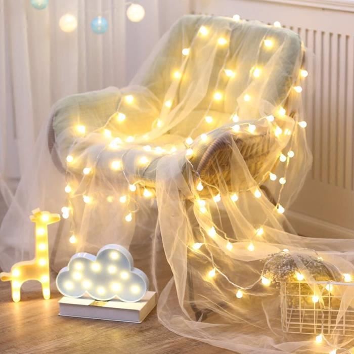 Guirlande Lumineuse 10M 80 Ampoules, Guirlande lumineuse LED à Piles  Petites Boules Blanc Chaud Décoration pour Fête Noël Mariage - Achat & prix