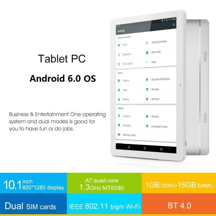 Excelvan 10.1” IPS Tablette PC Tactile 1280*8002