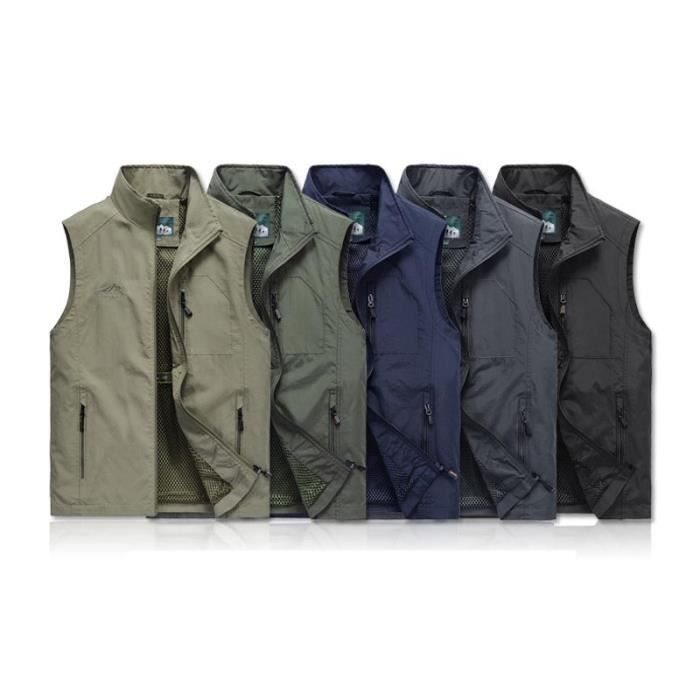 Gilet De Chasse/pêche Ruff Hewn Vintage - Homme Taille L - Vert Nylon Maille - Doublé