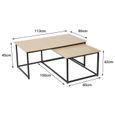 JINKEEY Tables Basses Gigogne Empilables Grande Table d'Appoint Style Industriel - Bois et métal Lot de 2-3