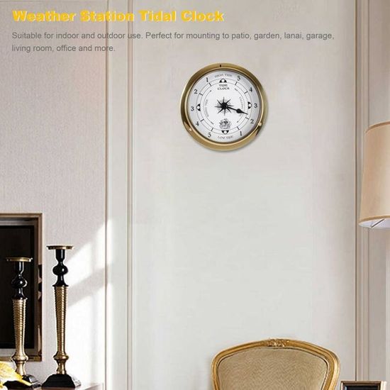 Qtrednrry Horloge De Marée Murale En Cuivre - Style Marin 115mm - Pour Décoration Intérieur/Extérieur - Station Météo DIY