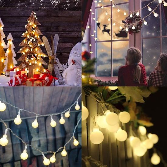 Guirlande Lumineuse 10M 80 Ampoules, Guirlande lumineuse LED à Piles  Petites Boules Blanc Chaud Décoration pour Fête Noël Mariage - Achat & prix