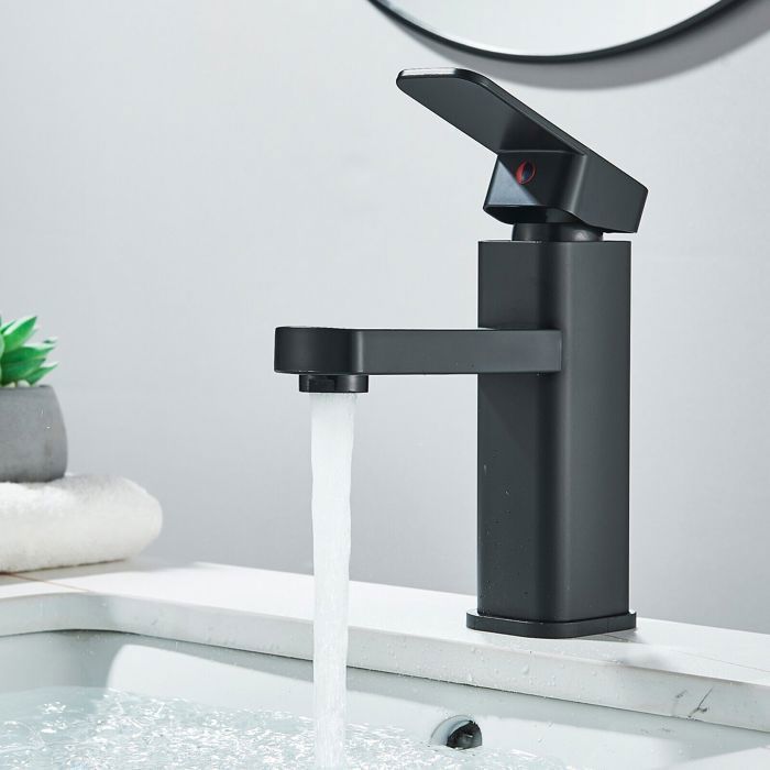 Grand Robinet Mitigeur Noir à Levier Unique Pour Lavabo De Salle De