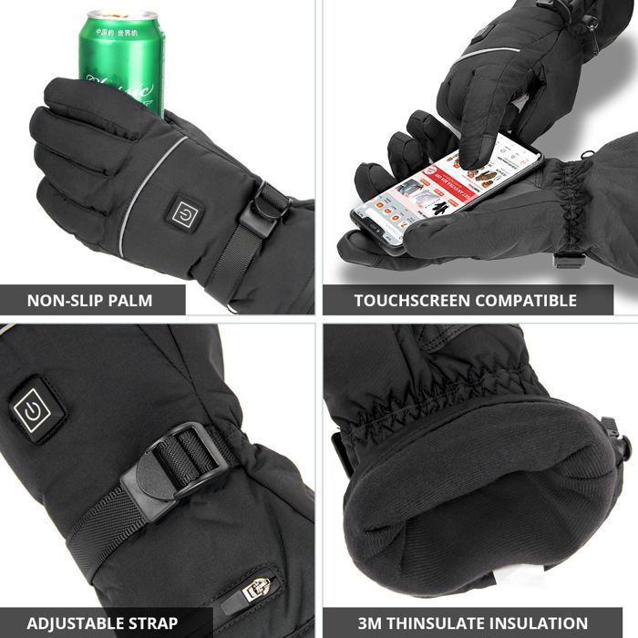 Gants Chauffants USB - 3 Modes, Coupe-vent, écran Tactile, Pour Sport D'hiver, Moto, Vélo