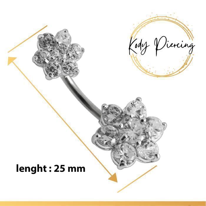 Lot De 20 Piercings Nombril Double Gemme 14G - Acier Inoxydable, Multicolore, Avec Bille, Neuf
