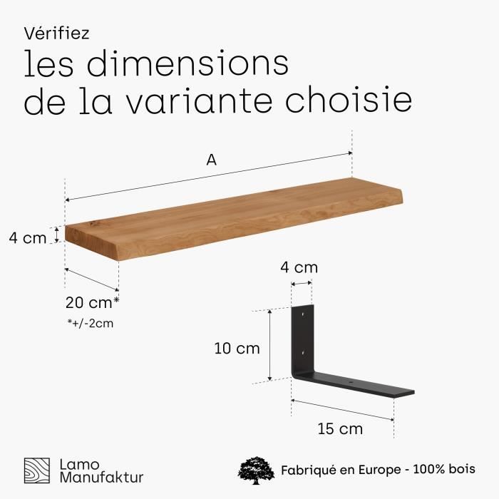 étagères en bois de chêne massif faites à la main