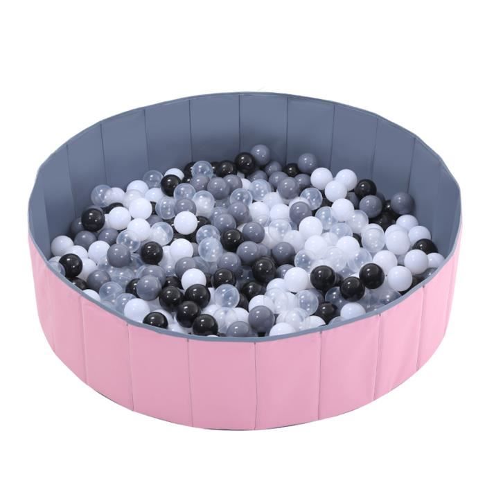 Selonis Piscine À Balles 90X30cm/200 Balles Ronde En Mousse Pour Bébé Enfant, Gris Clair:Blanc/Gris/Babyblue