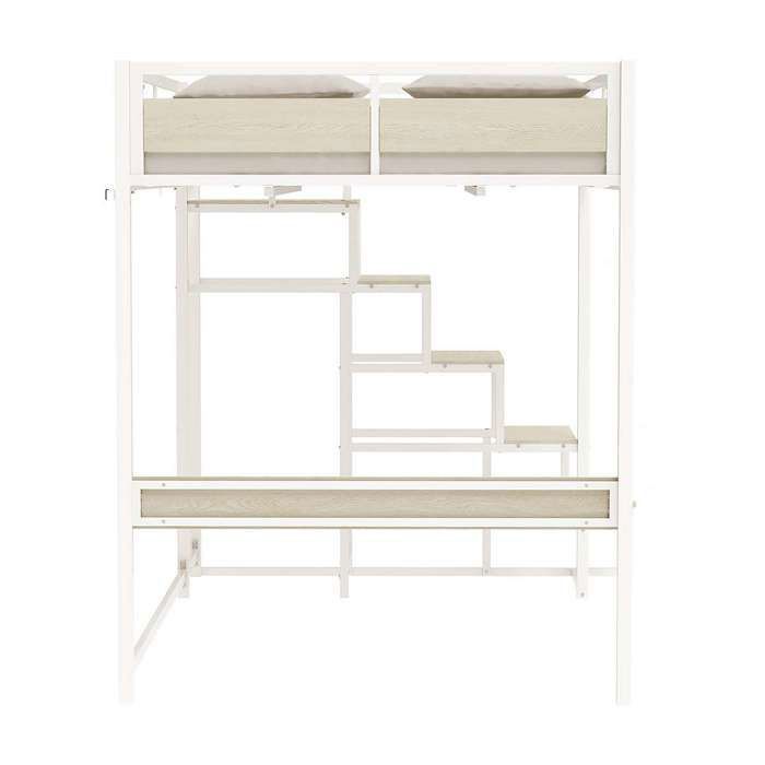 SENHO Lit Mezzanine Avec Sommier Et Escalier En Métal Finition Epoxy