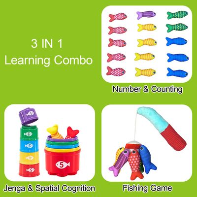 Jouet Bébé 1 An - Jeu De Pêche Montessori Avec Canne, Poissons Et Seaux - Cadeau Enfant 1 2 3 Ans - SAYHALO - 11