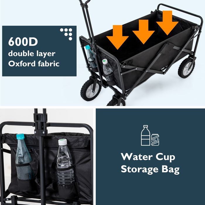 SUNULA Chariot Pliable 80L 100KG - Chariot Tout-Terrain Avec Freins Et Sac Détachable, Bleu