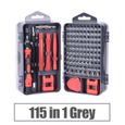 115Gray -jeu de tournevis magnétiques 115 en 1,pour réparation,pièces hexagonales Phillips,Kit d'outils à main-0