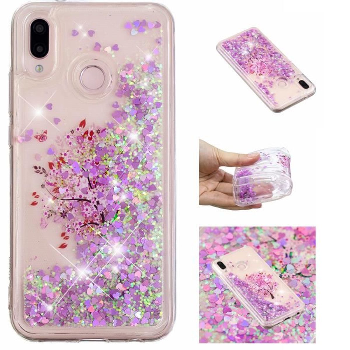 QPOLLY Compatible avec iPhone 11 Coque avec Anneau Brillante Glitter Paillettes Bling Design Marbre Motif Ultra Mince Souple TPU Silicone Gel Bumper Antichoc Housse /Étui de Protection,Blanc