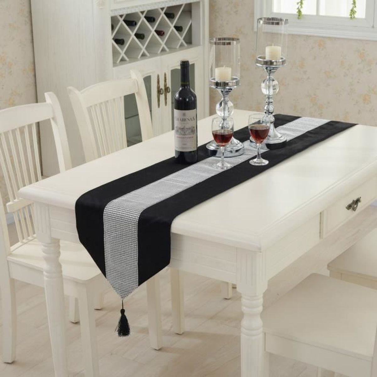 Pack 1 Nappe En Damassé Or Chemin De Table étoiles